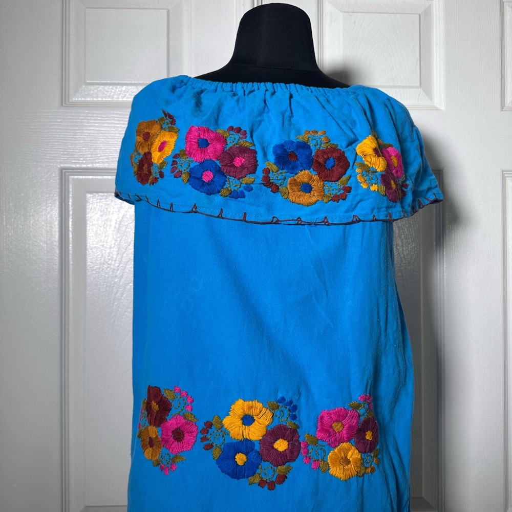 Floral Embroidered Blue Dress